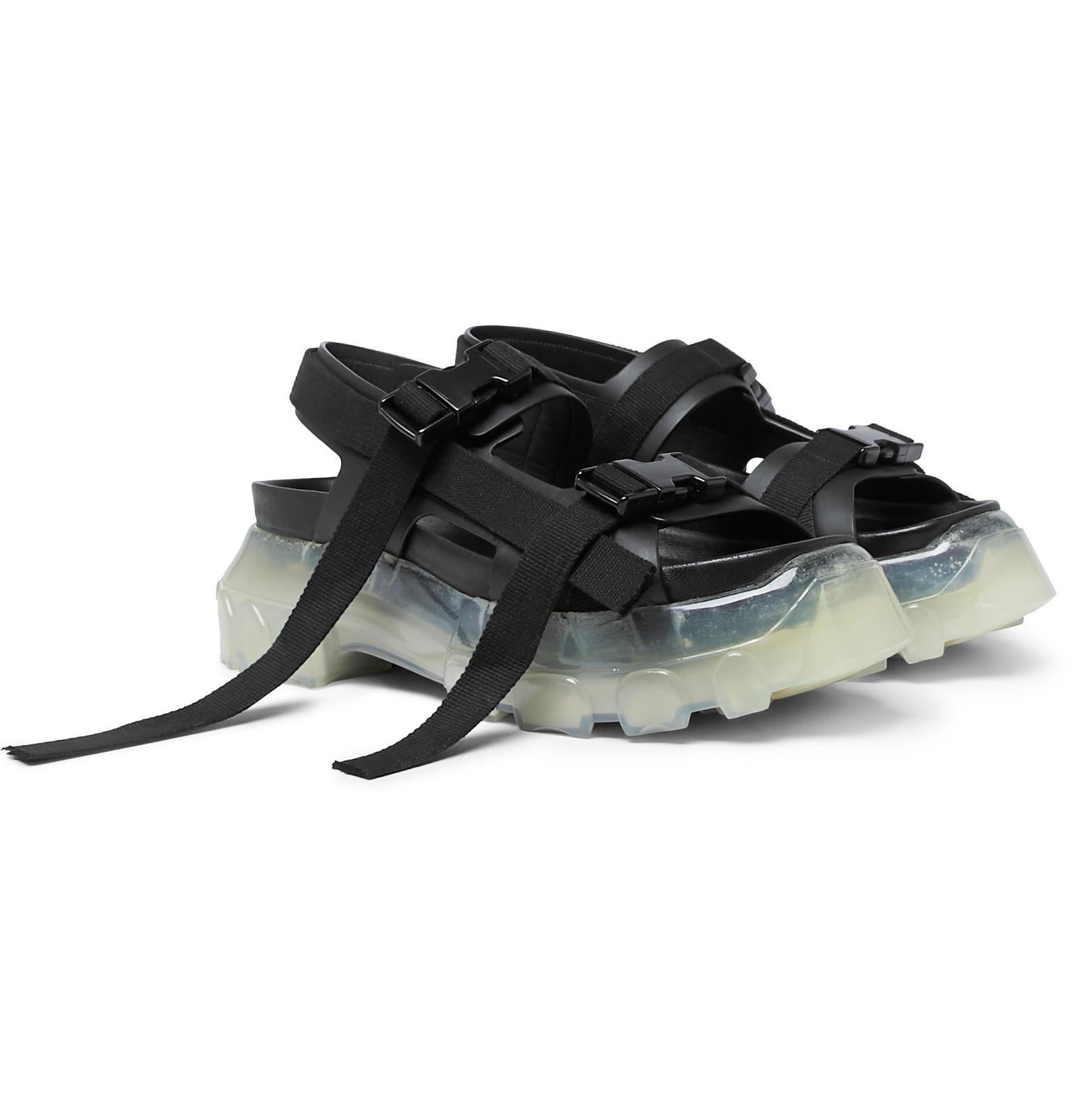 Rick Owens Leather Tractor Sandal in Black for Men - Lyst