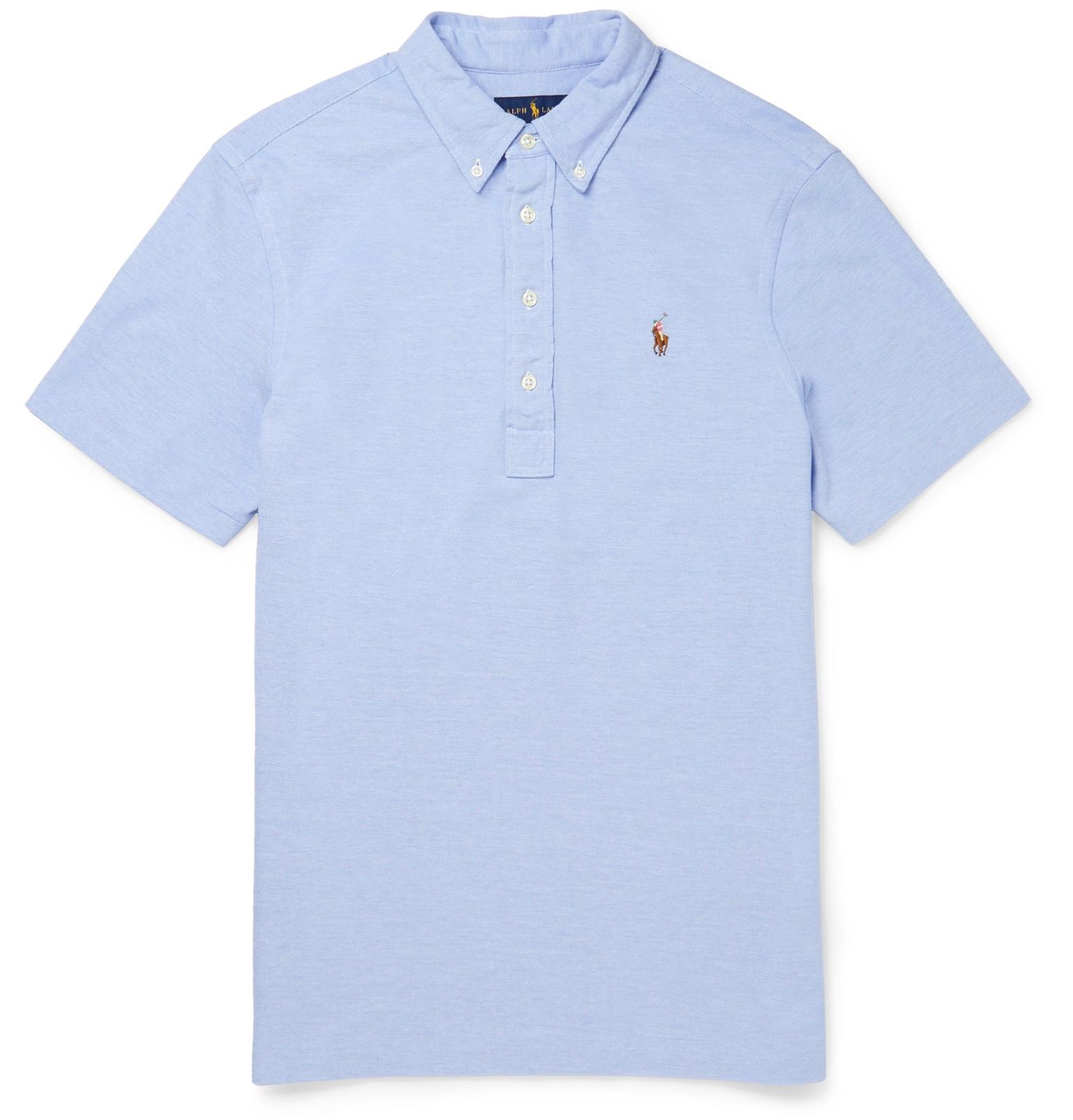 Polo Ralph Lauren Slim-fit Button-down Collar Cotton-piqué Polo Shirt in  Blue for Men | Lyst