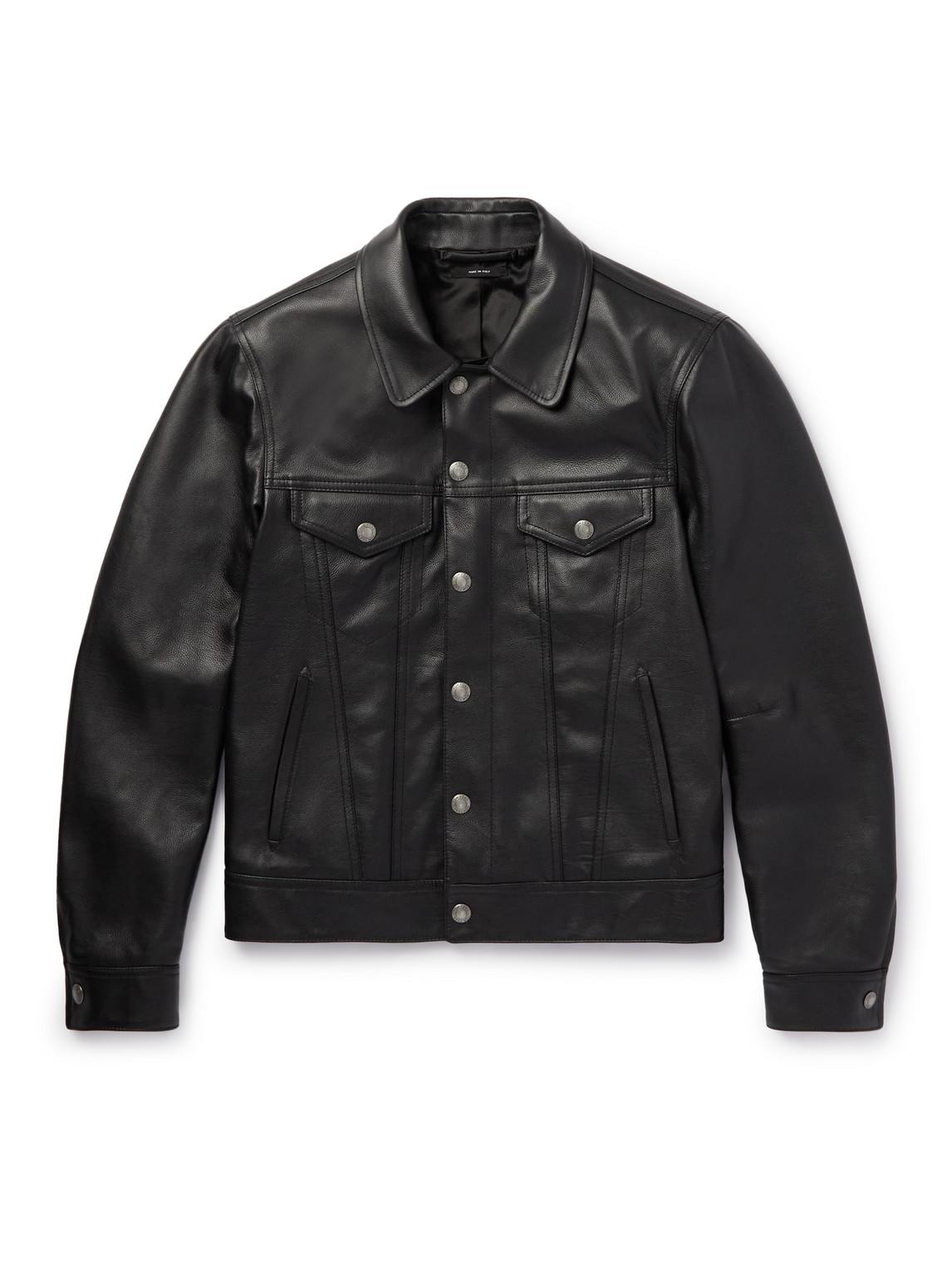 Tom Ford Full-grain Leather Trucker Jacket in Black for Men | Lyst