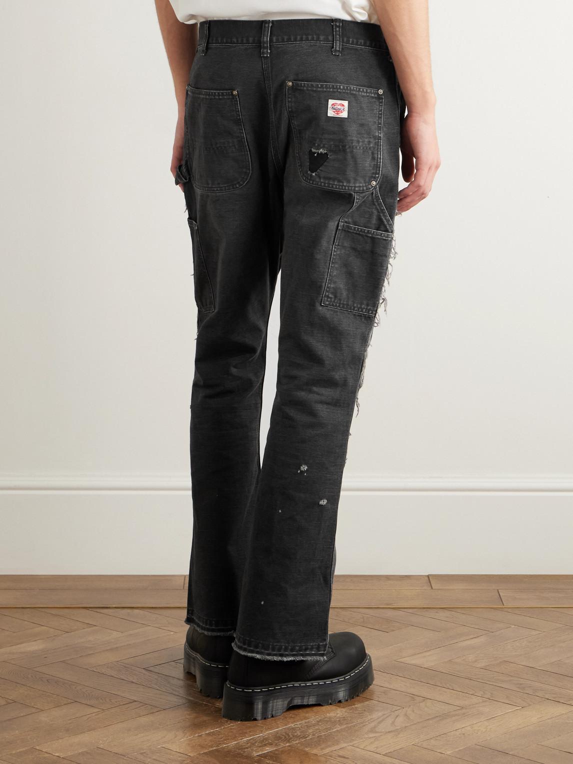 SAINT Mxxxxxx Slim-Fit Flared Double-Knee Distressed Jeans in