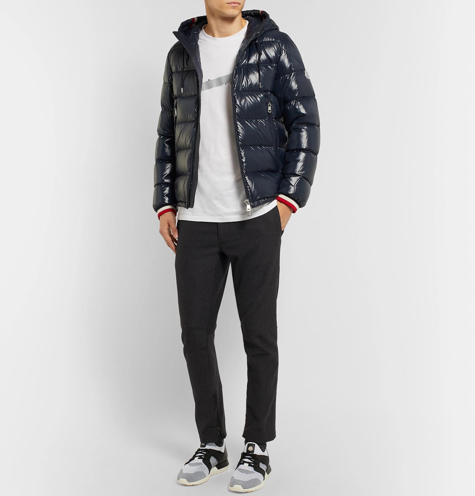 Moncler Alberic Grosgrain-trimmed Quilted Shell Hooded Down Jacket in Navy  (Blue) for Men - Lyst