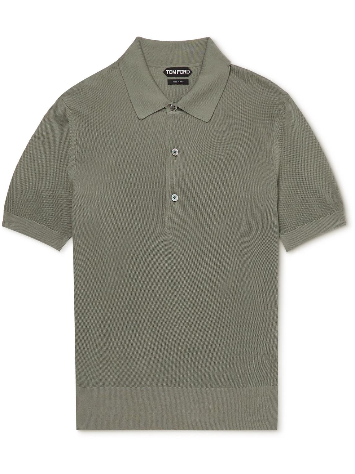 Tom Ford Honeycomb-knit Silk And Cotton-blend Polo Shirt for Men | Lyst