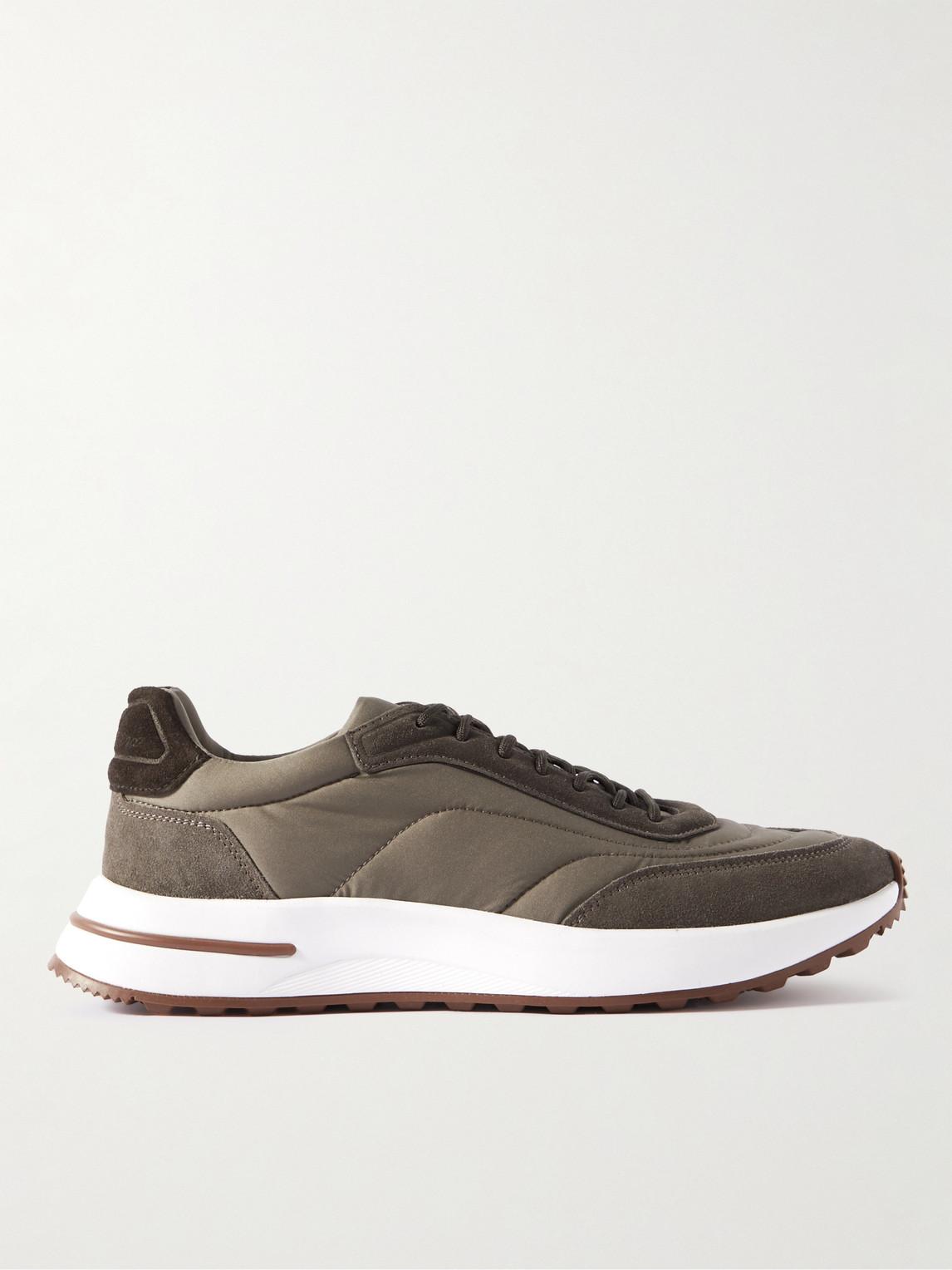 Loro Piana Weekend Walk Suede-trimmed Shell Sneakers in Brown for Men