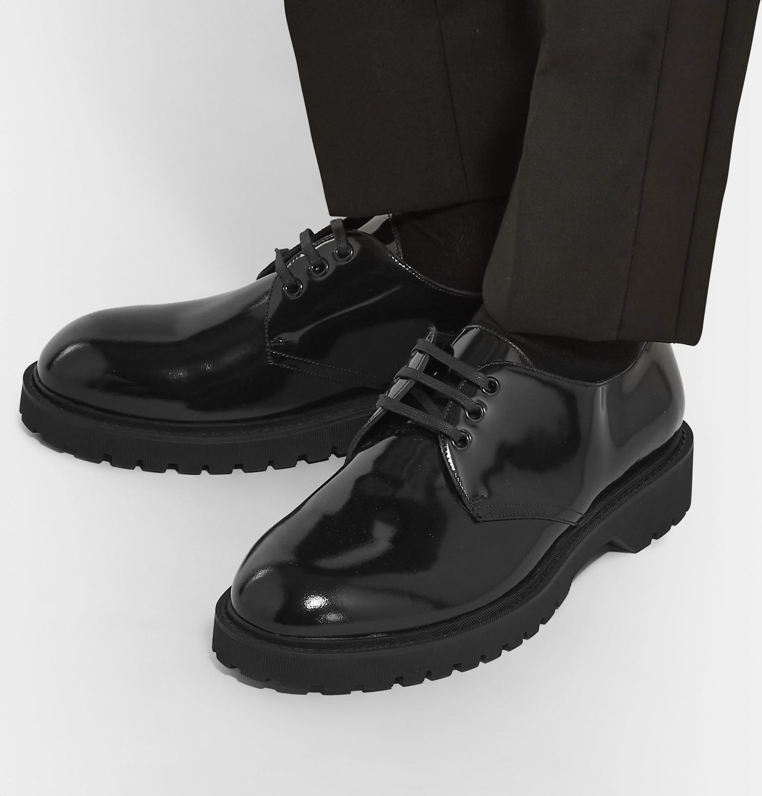 Saint Laurent Liverpool Patent-leather Derby Shoes in Black for Men - Lyst