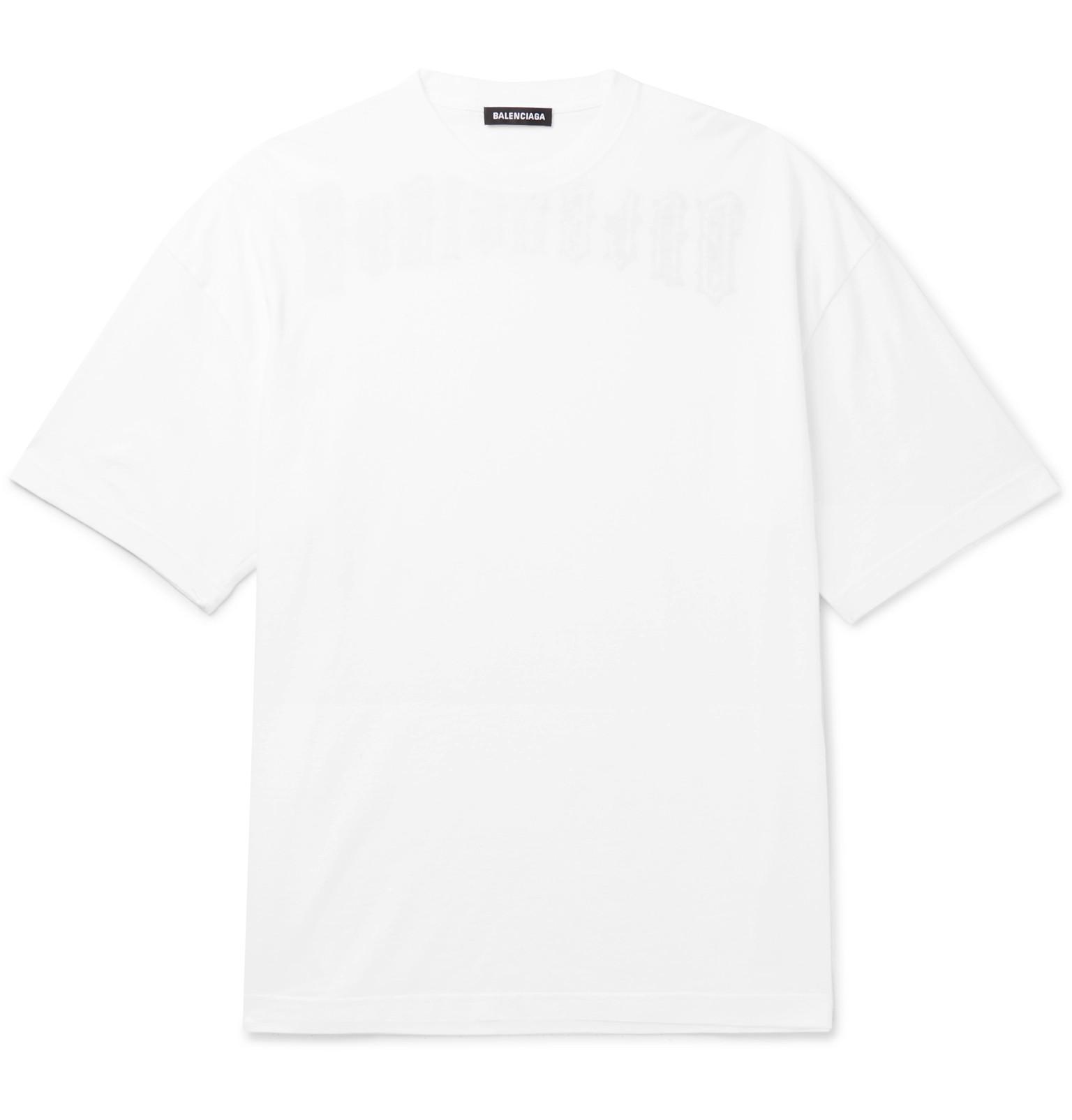 Balenciaga Oversized Logo-embroidered Cotton-jersey T-shirt in White