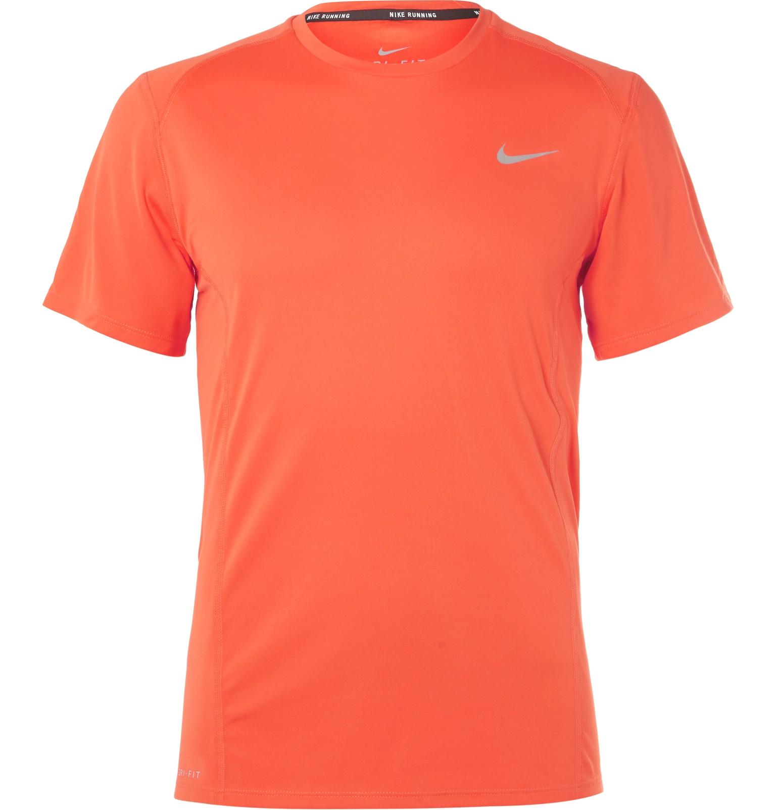 Nike Synthetic Dry Miler Dri-fit T-shirt in Orange for Men - Lyst