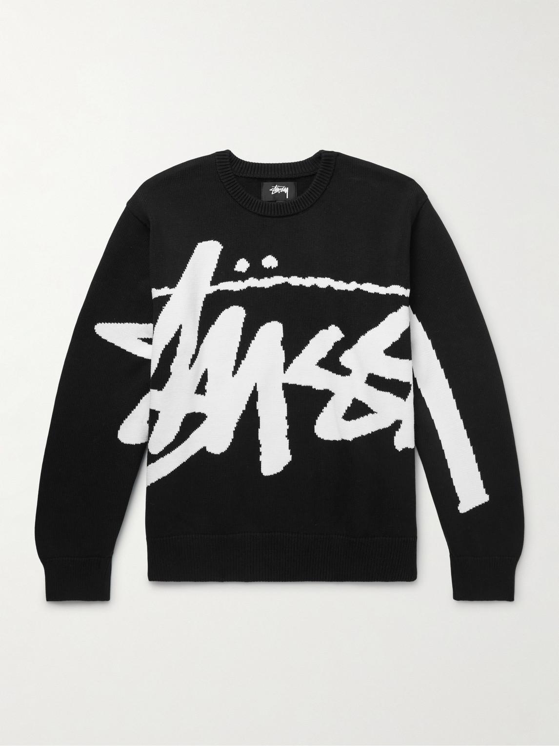 Stussy Jacquardknit Cotton Sweater in Black for Men Lyst UK