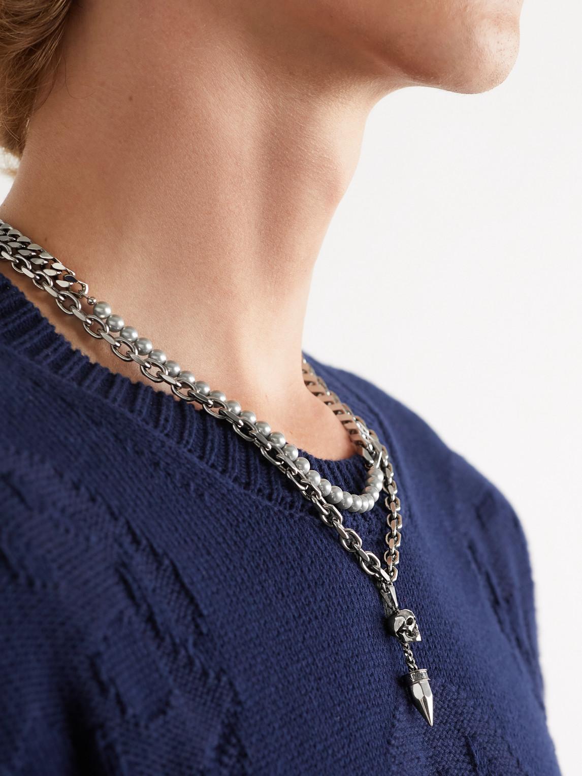 Alexander McQueen Skull Tone And Faux Pearl Chain Necklace in Metallic for Men Lyst UK