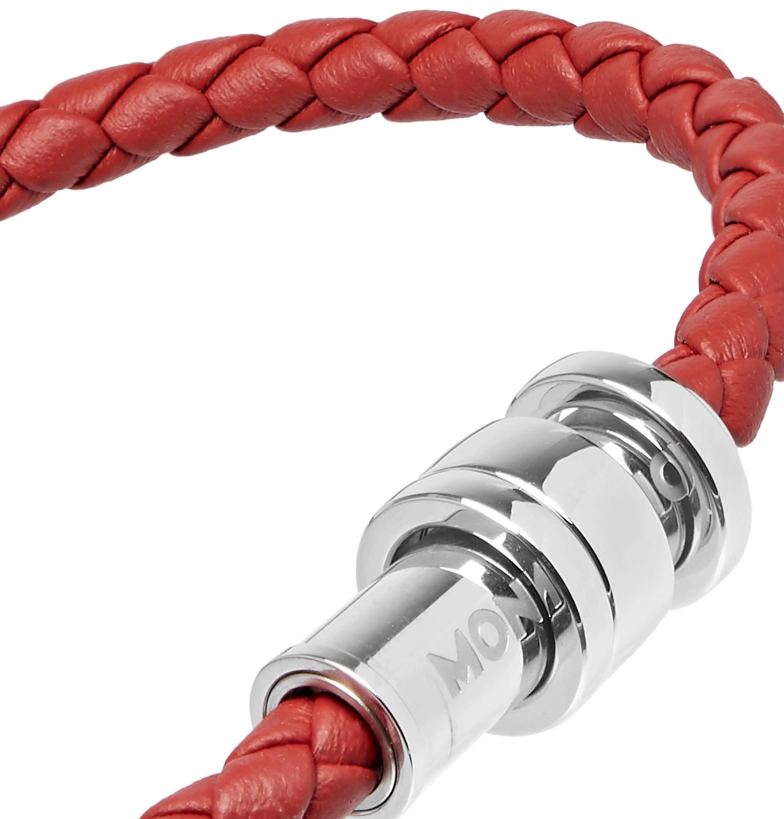 Montblanc Meisterstück Braided Leather And Stainless Steel Bracelet in