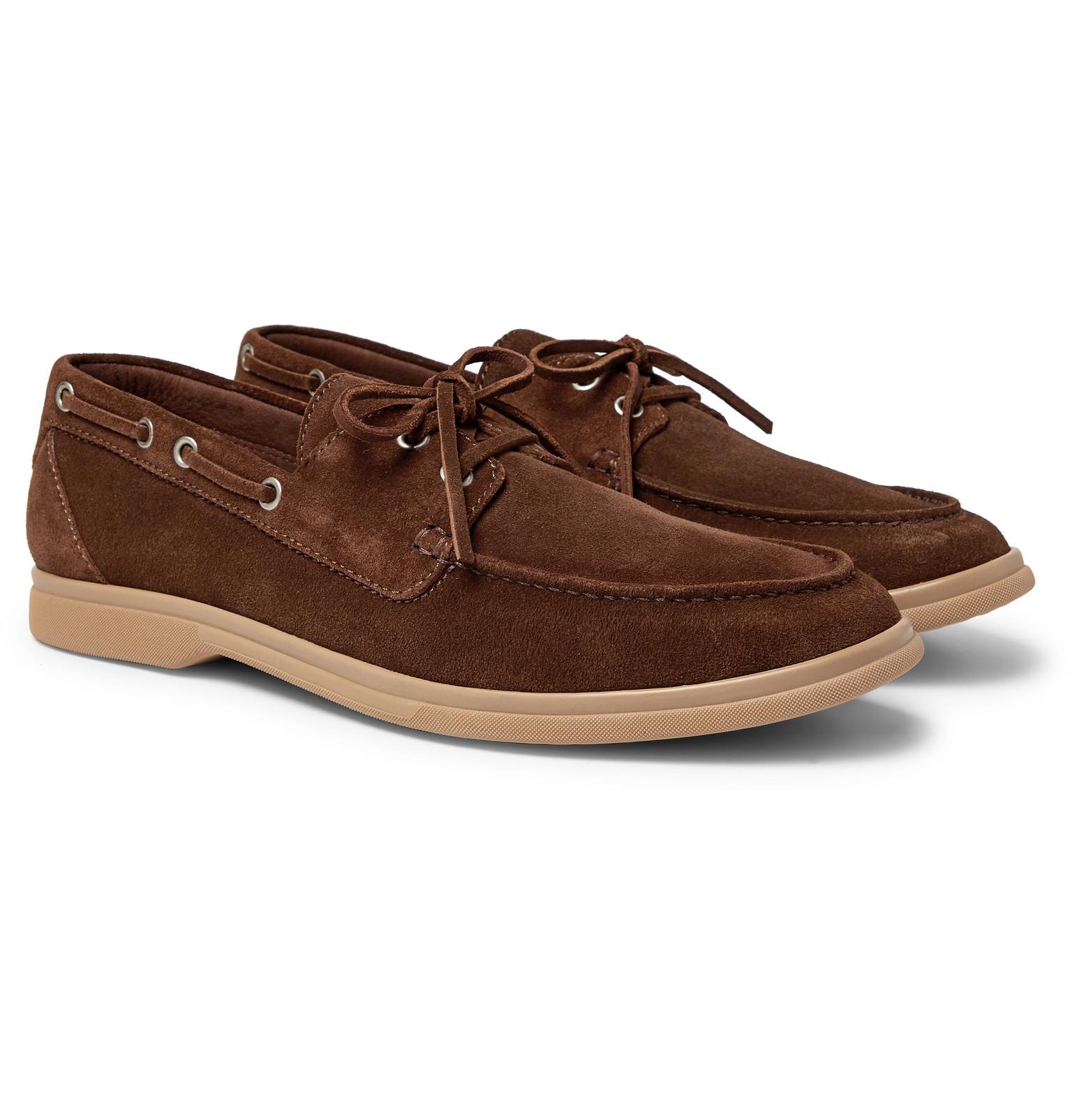 mens tan suede boat shoes