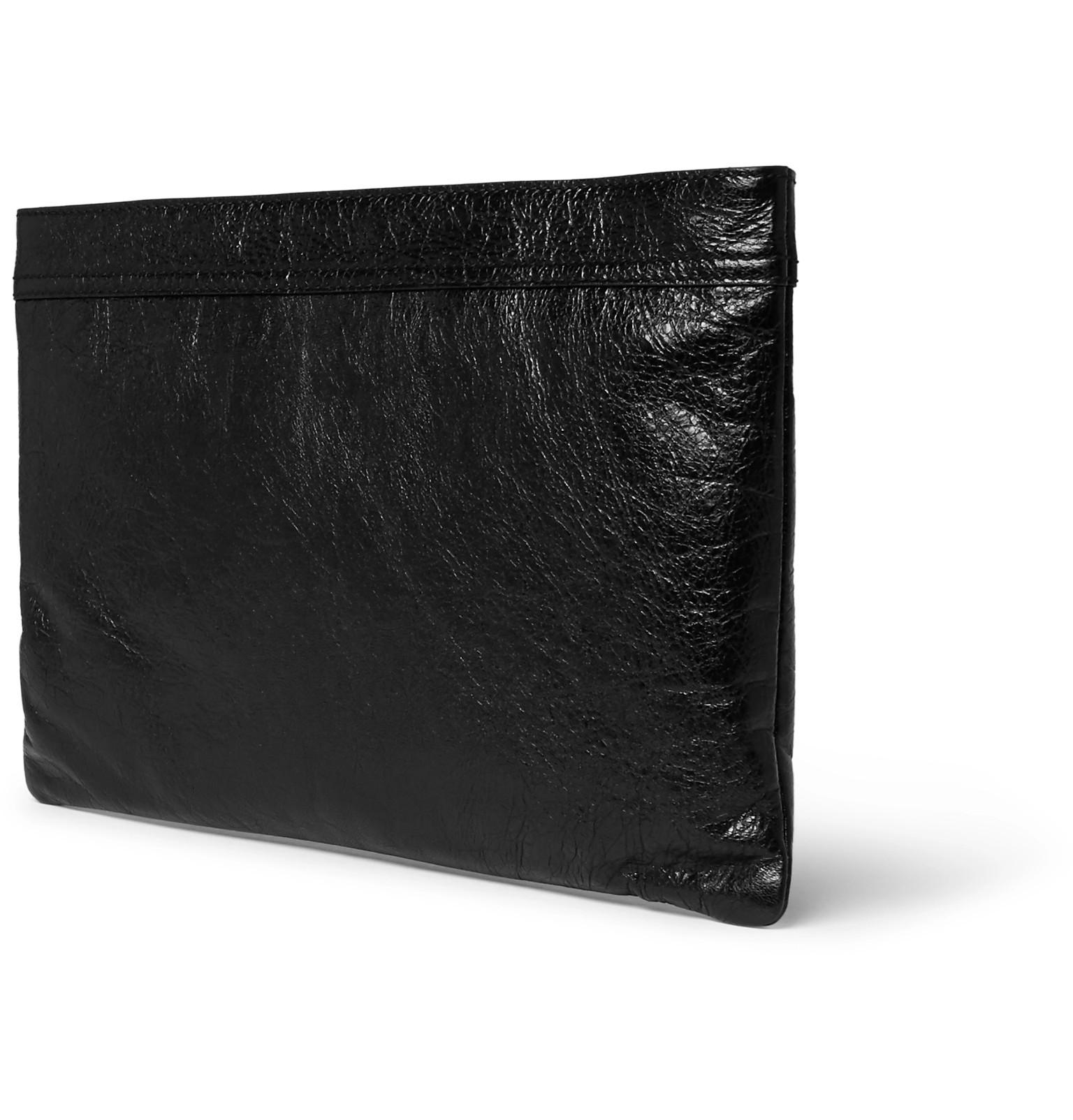 balenciaga ligne creased leather pouch