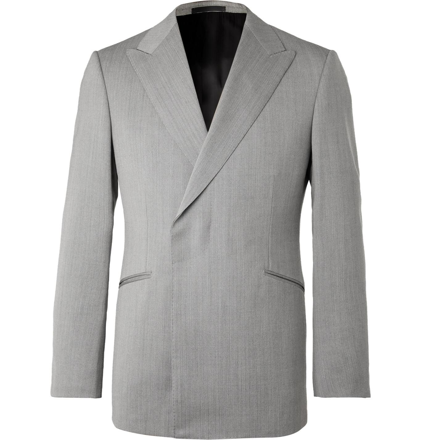 Kingsman Conrad Slimfit Doublebreasted Herringbone Wool Suit Jacket