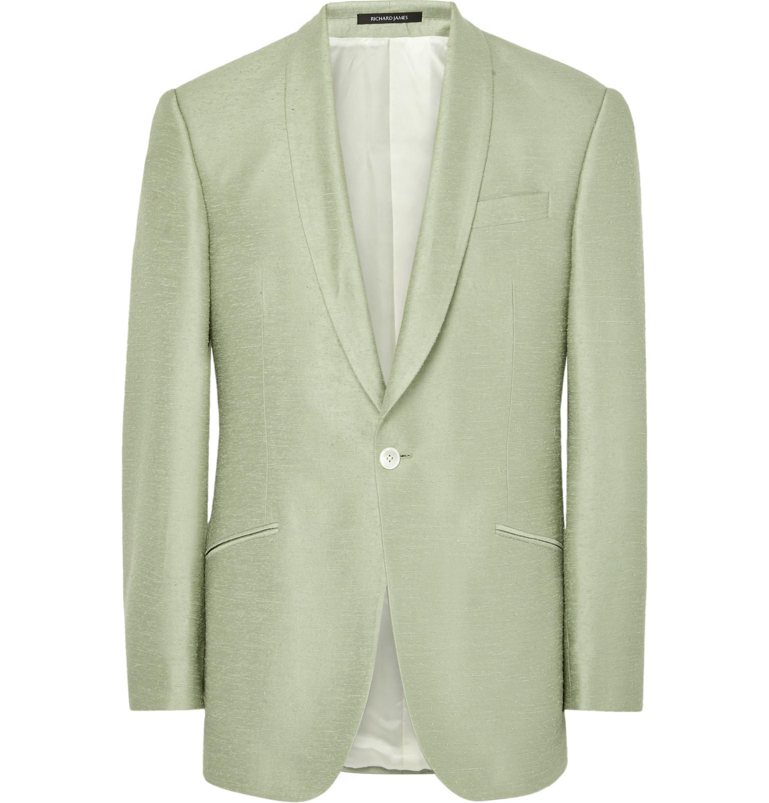 Richard James Light-green Hyde Slub Silk Tuxedo Jacket for Men - Lyst