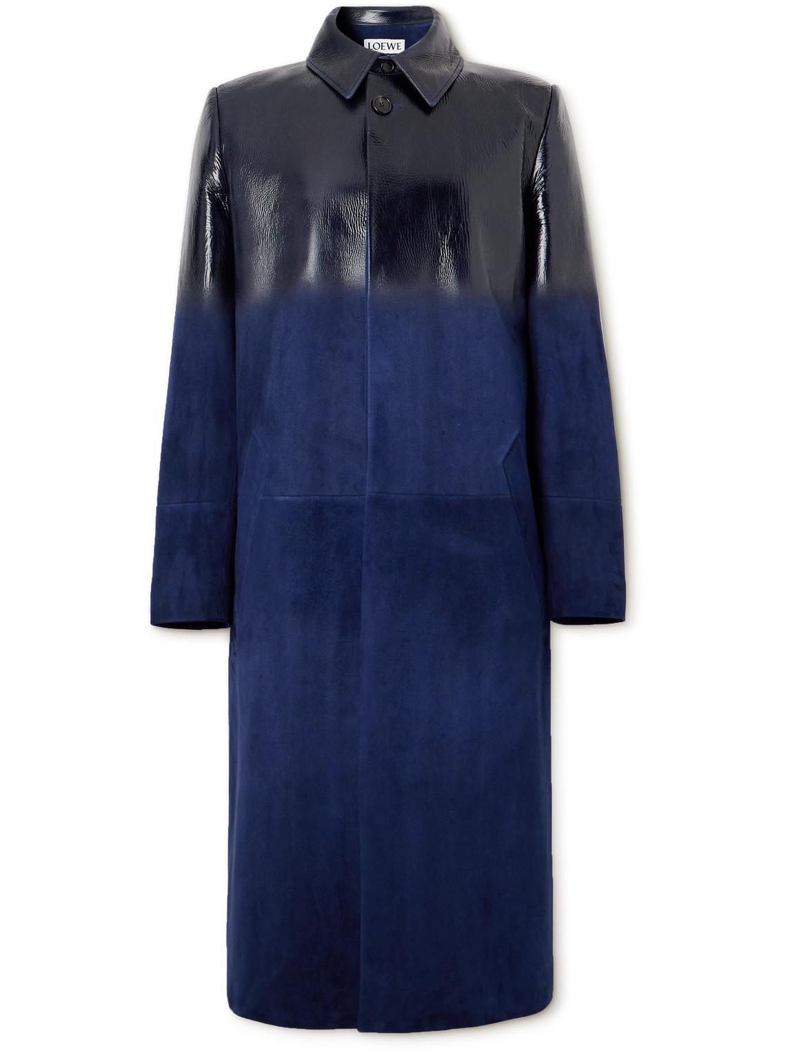 Loewe Textured-Leather And Suede Coat in Blue for Men | Lyst