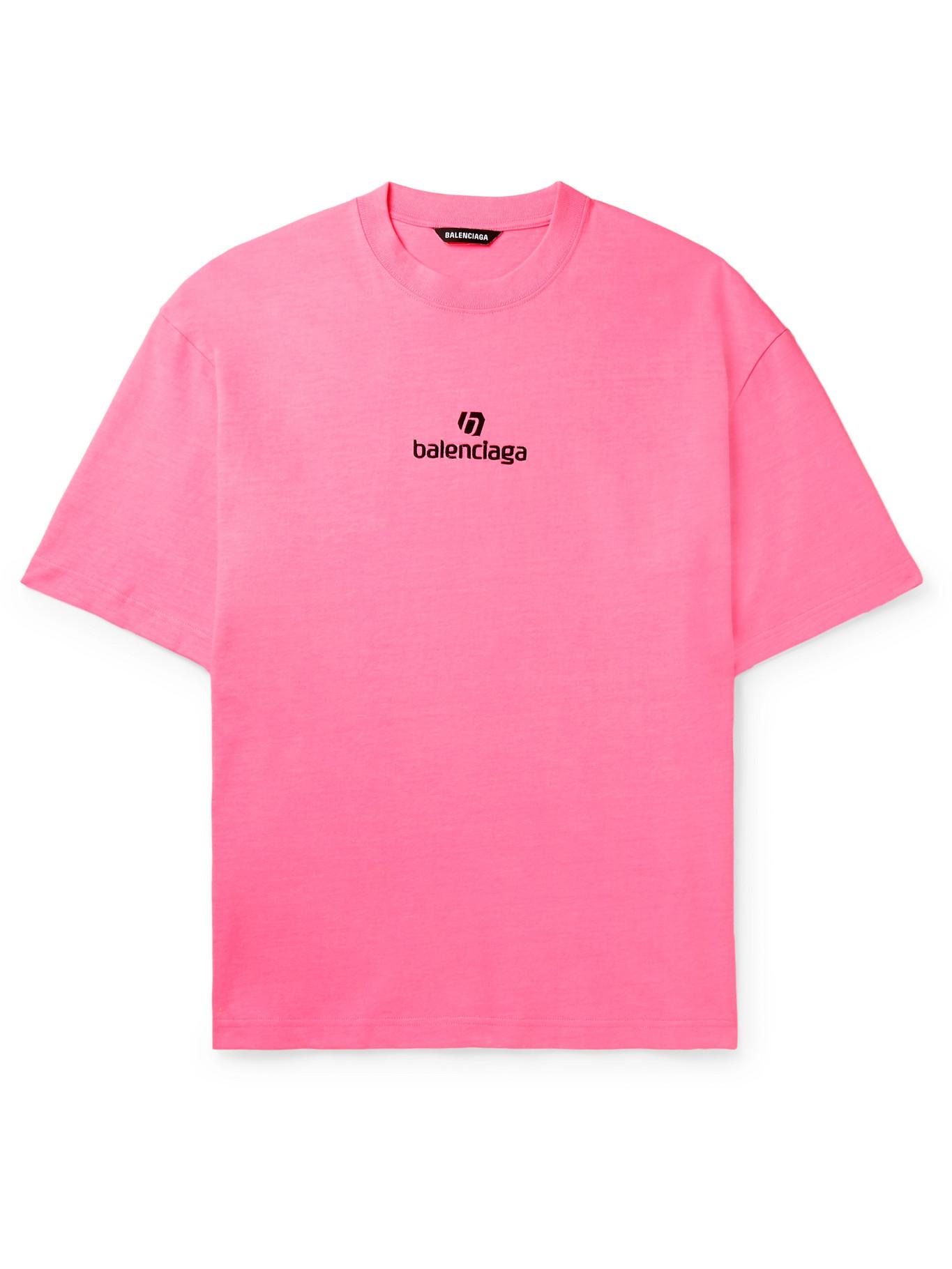 Balenciaga Pink Cotton Logo T-Shirt L Balenciaga