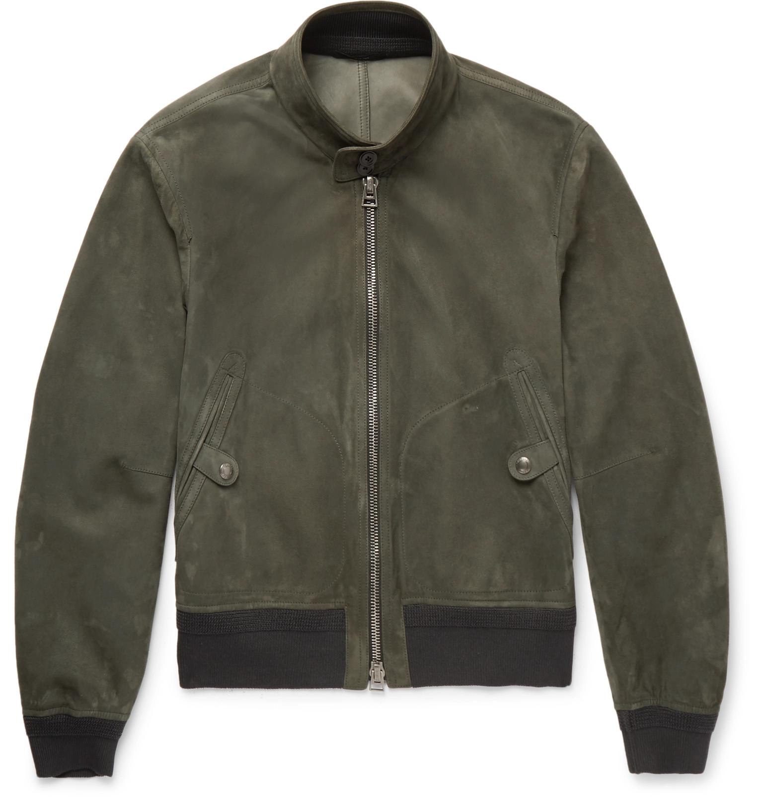 Tom Ford Slim-fit Suede Harrington Jacket in Green for Men | Lyst Canada