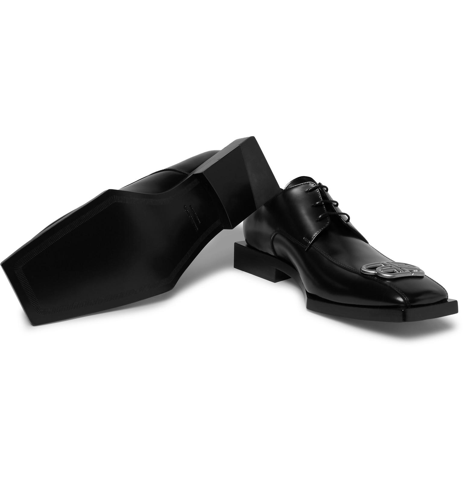 Balenciaga Bloc Rim Logo-embellished Leather Derby Shoes in
