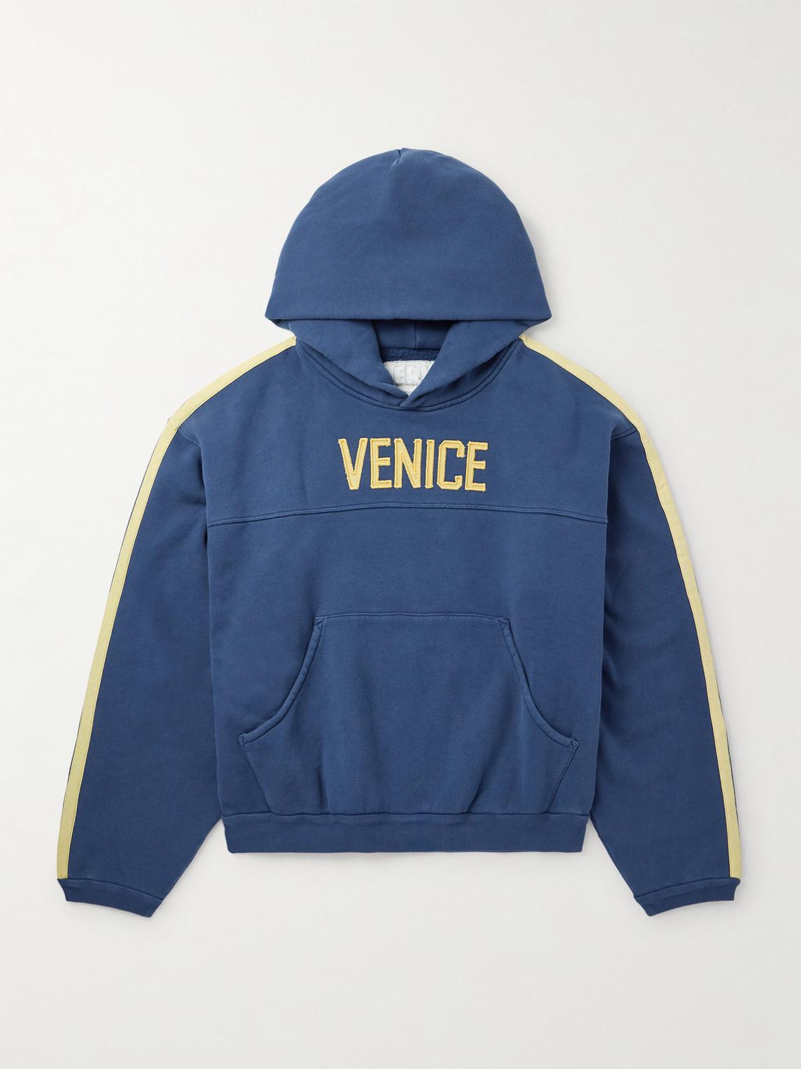 ERL Venice Football Cropped Appliquéd Cotton-Blend Jersey Hoodie