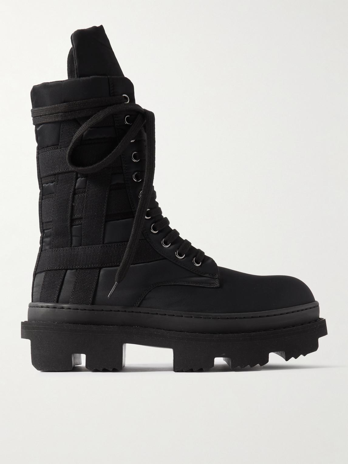 Rick Owens Army Megatooth Canvas And Shell Lace-up Boots in Black