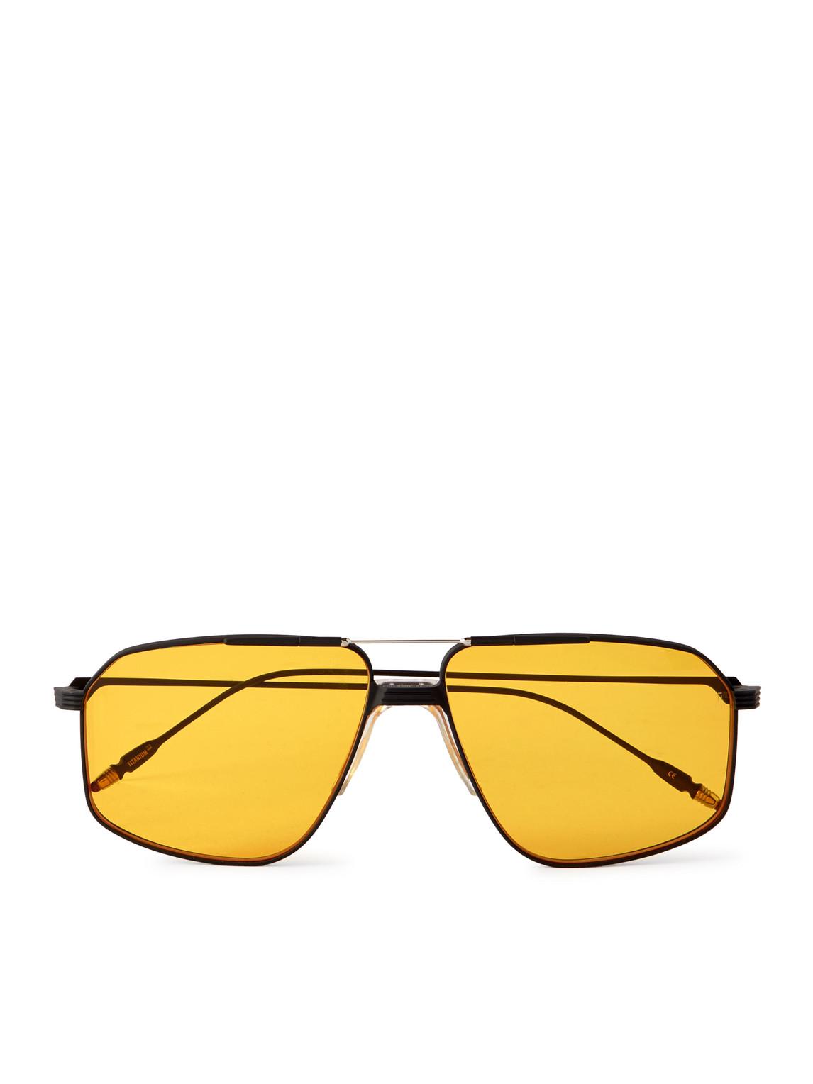 Jacques Marie Mage Jagger Aviatorstyle Titanium Sunglasses in Yellow