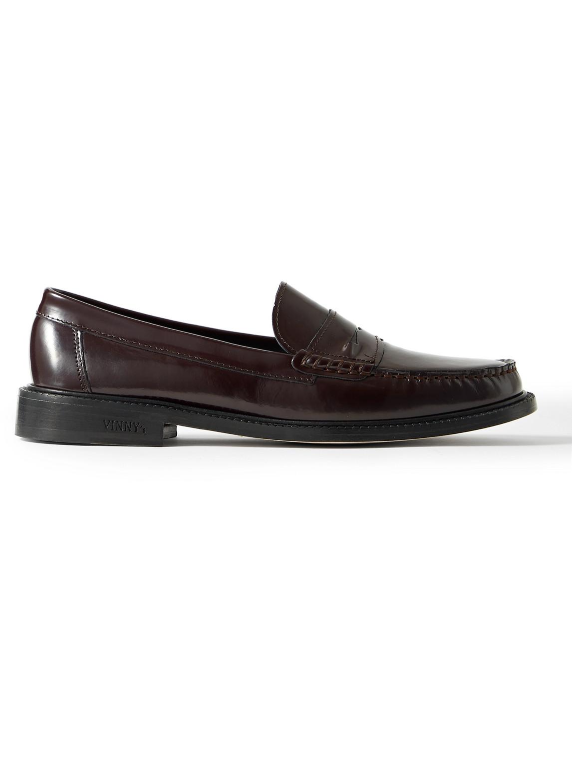 VINNY'S Yardee Leather Penny Loafers in Black for Men | Lyst