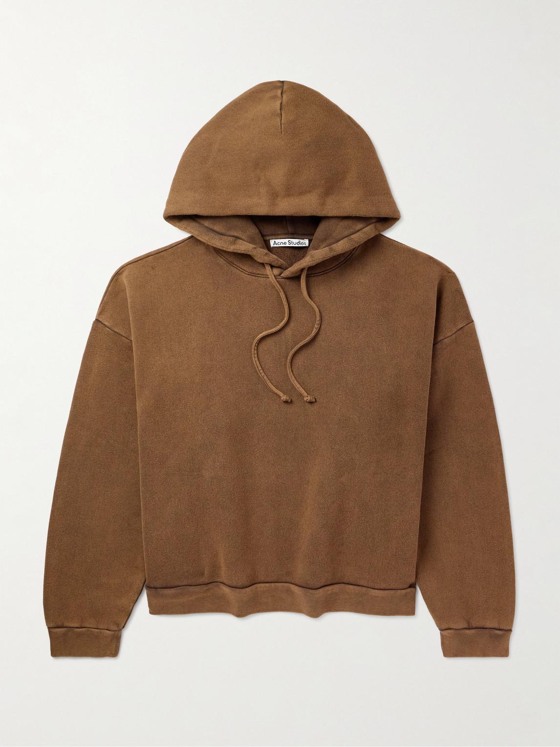Acne Studios Fester H Cotton-Jersey Hoodie in Brown for Men Lyst UK