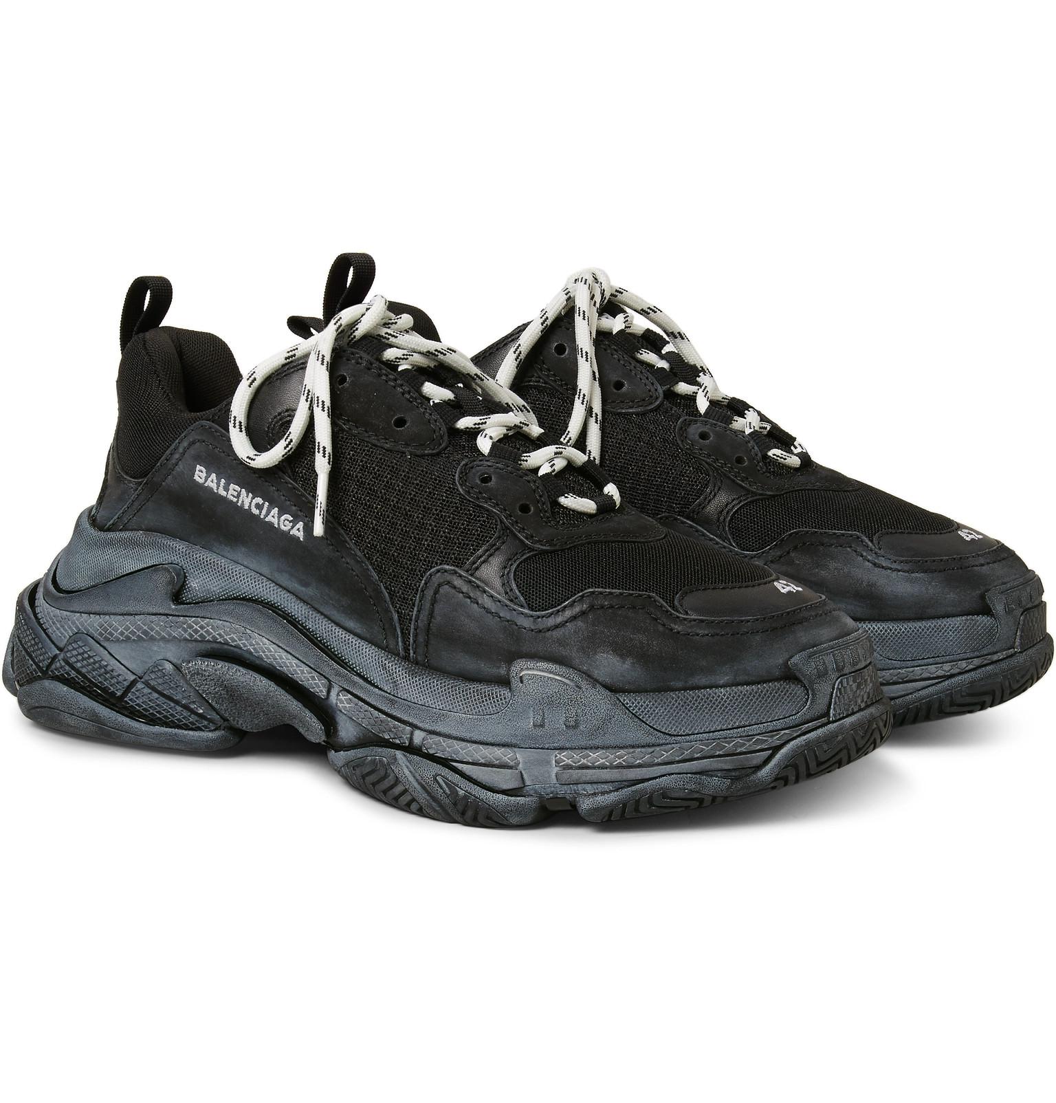 Balenciaga Leather Triple S Air Nylon Sneakers With Logo in Black for ...