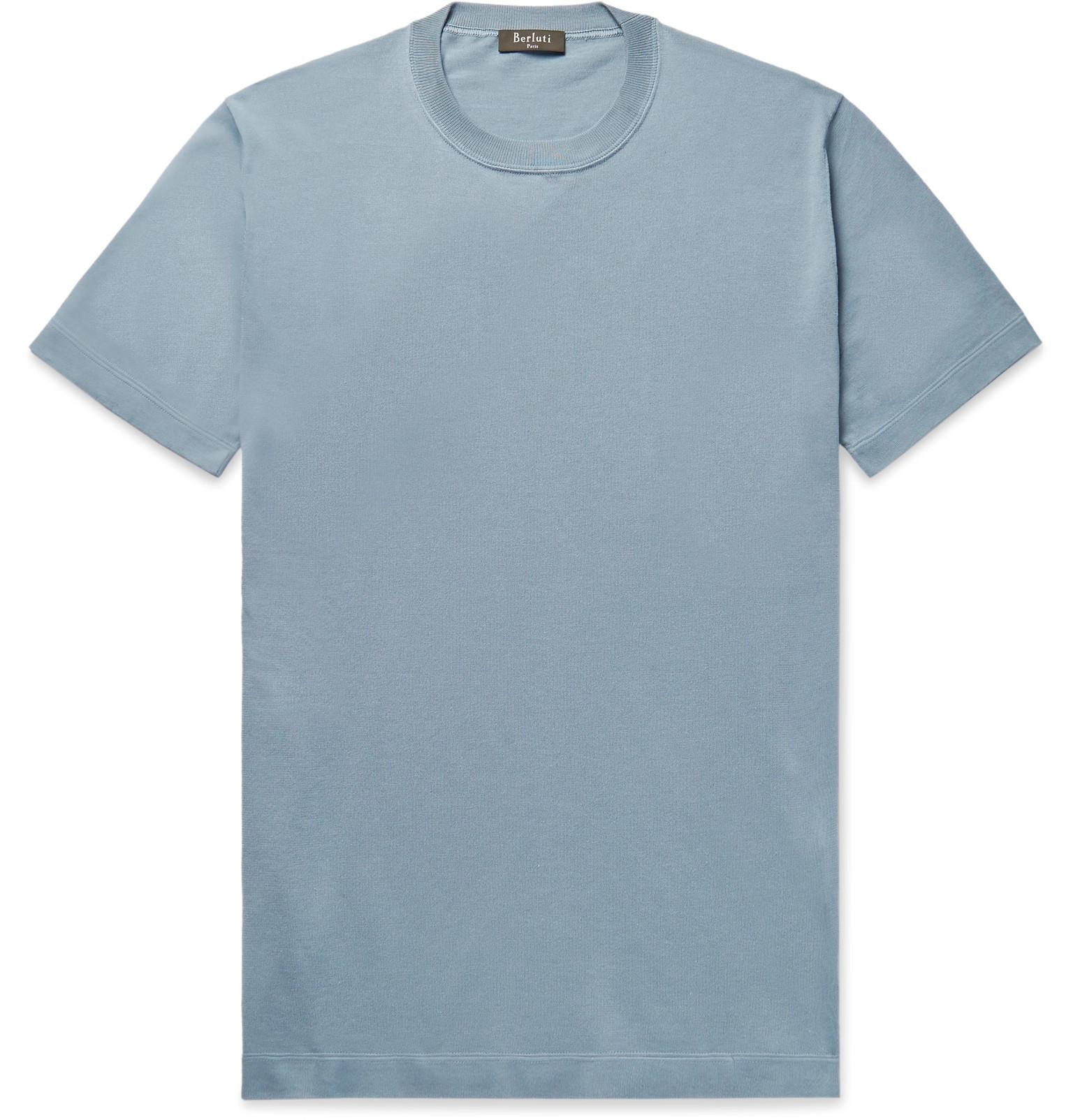 Berluti Cotton And Mulberry Silk-blend T-shirt in Sky Blue (Blue) for ...