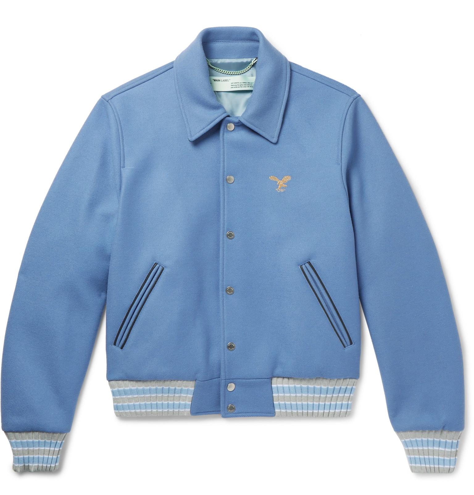 off white bomber jacket blue