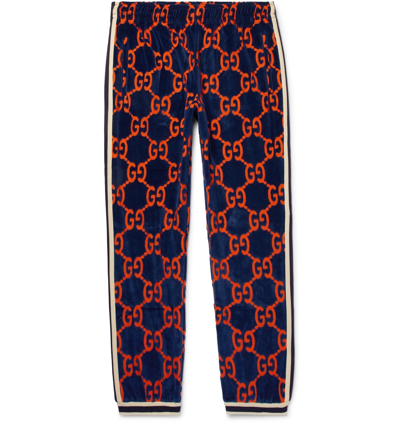 Gucci Cotton Devoré-velvet Sweatpants in Blue for Men | Lyst