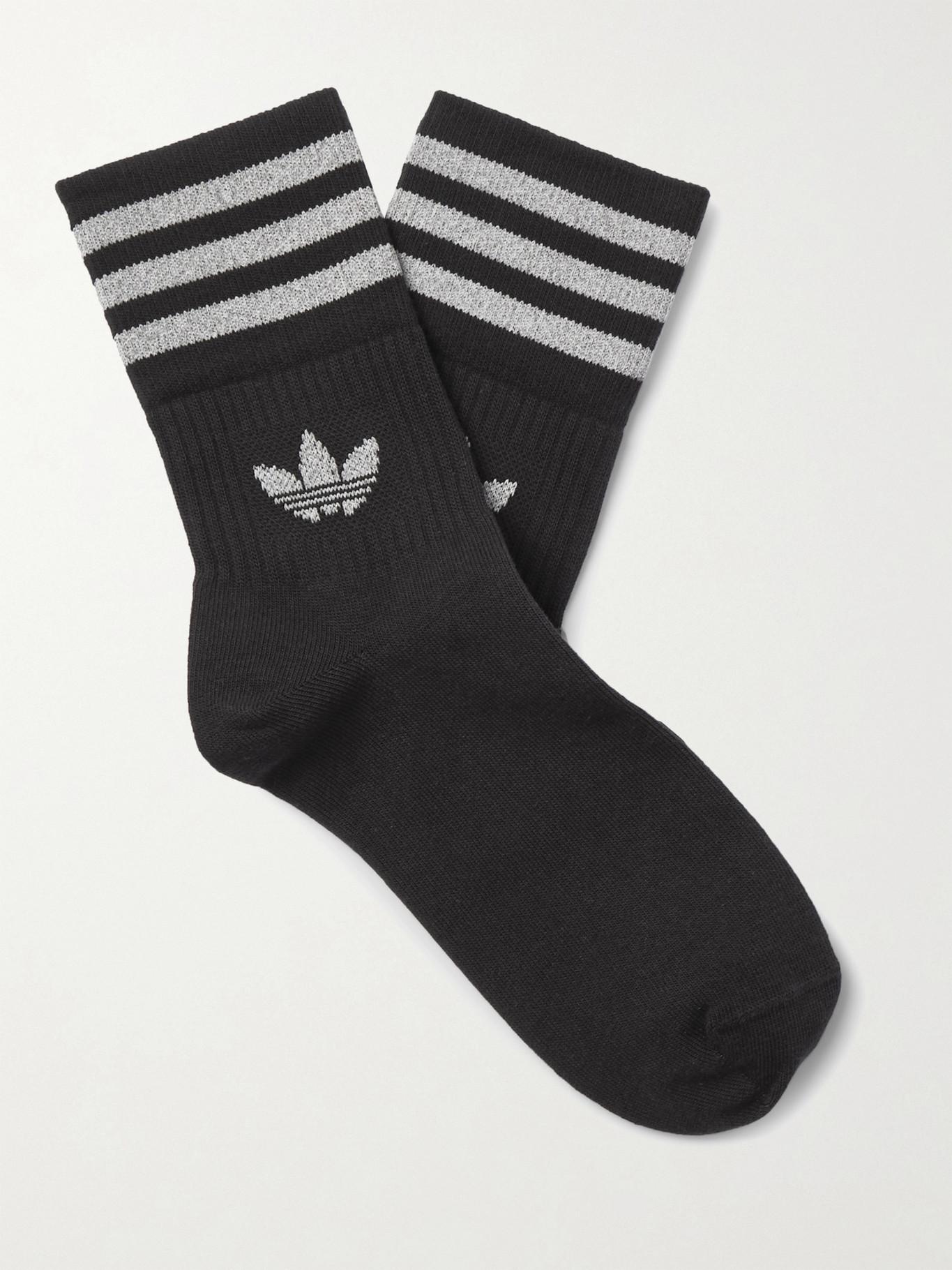 adidas Originals Two-pack Reflective Logo-intarsia Cotton-blend Crew Socks  in Black for Men - Lyst