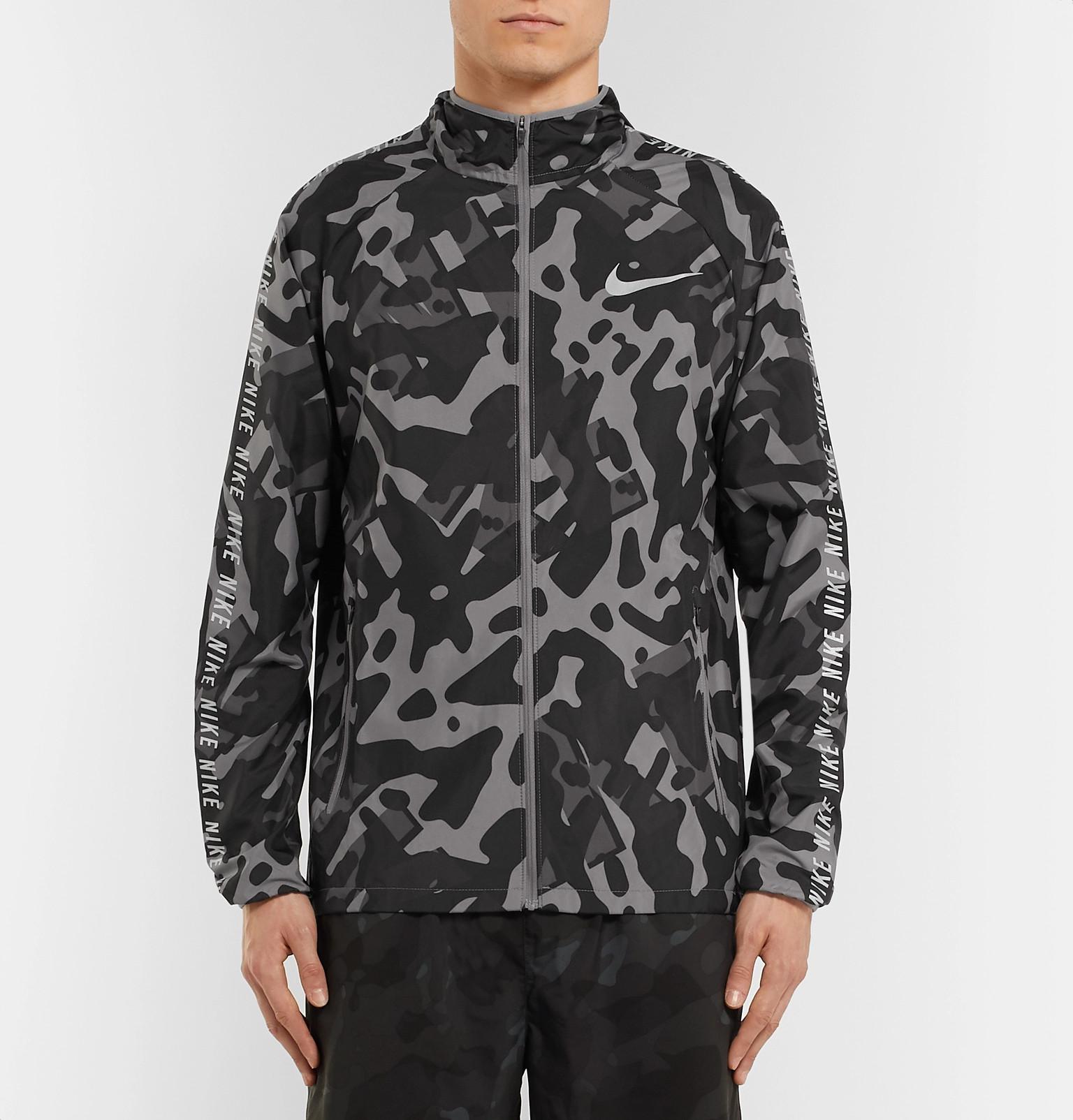 Nike Synthetic Nsw Jacket Hooded Windbreaker Camouflage in Black for Men -  Lyst