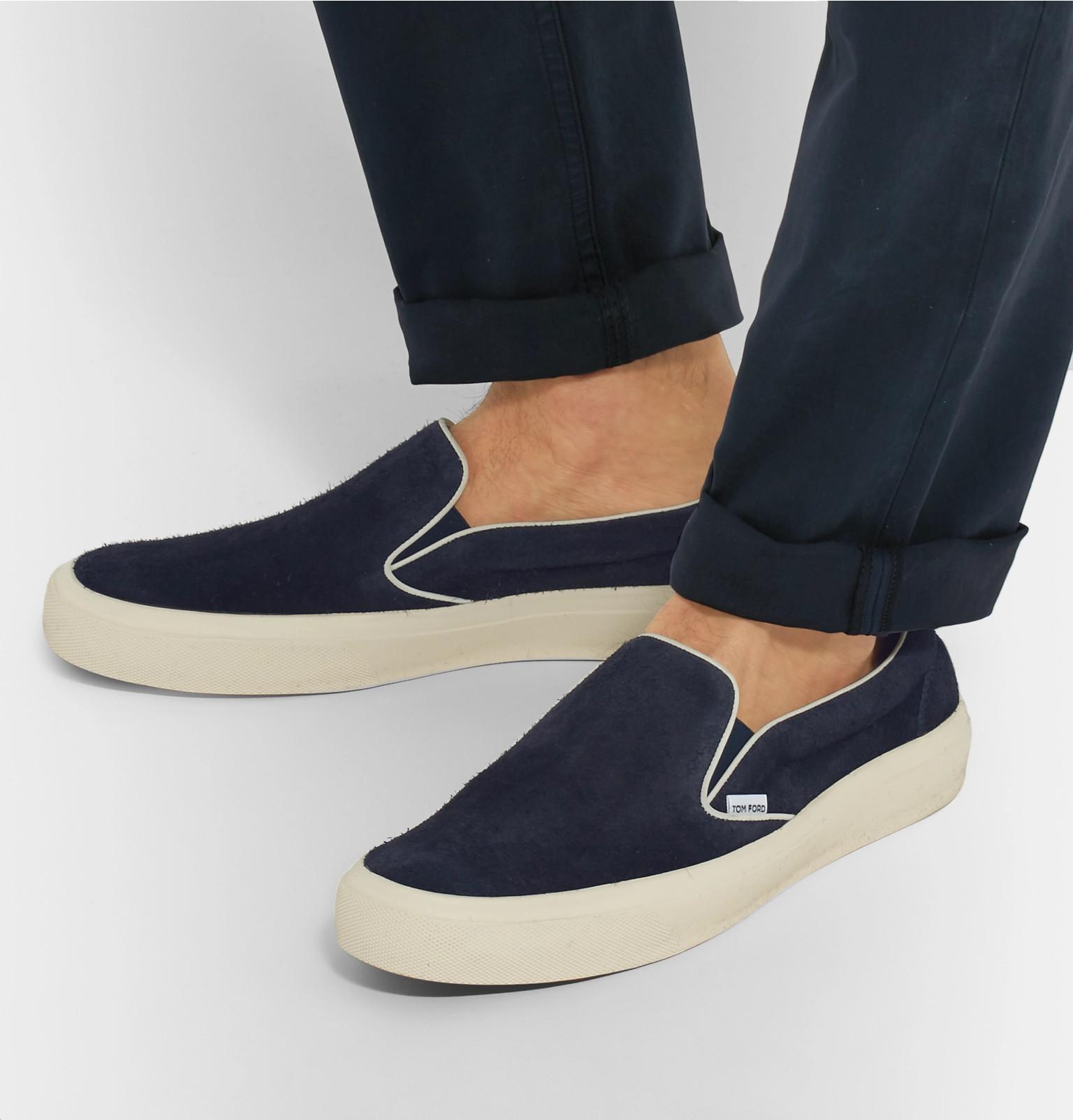 Tom Ford Cambridge Suede Slip-on Sneakers in Blue for Men | Lyst