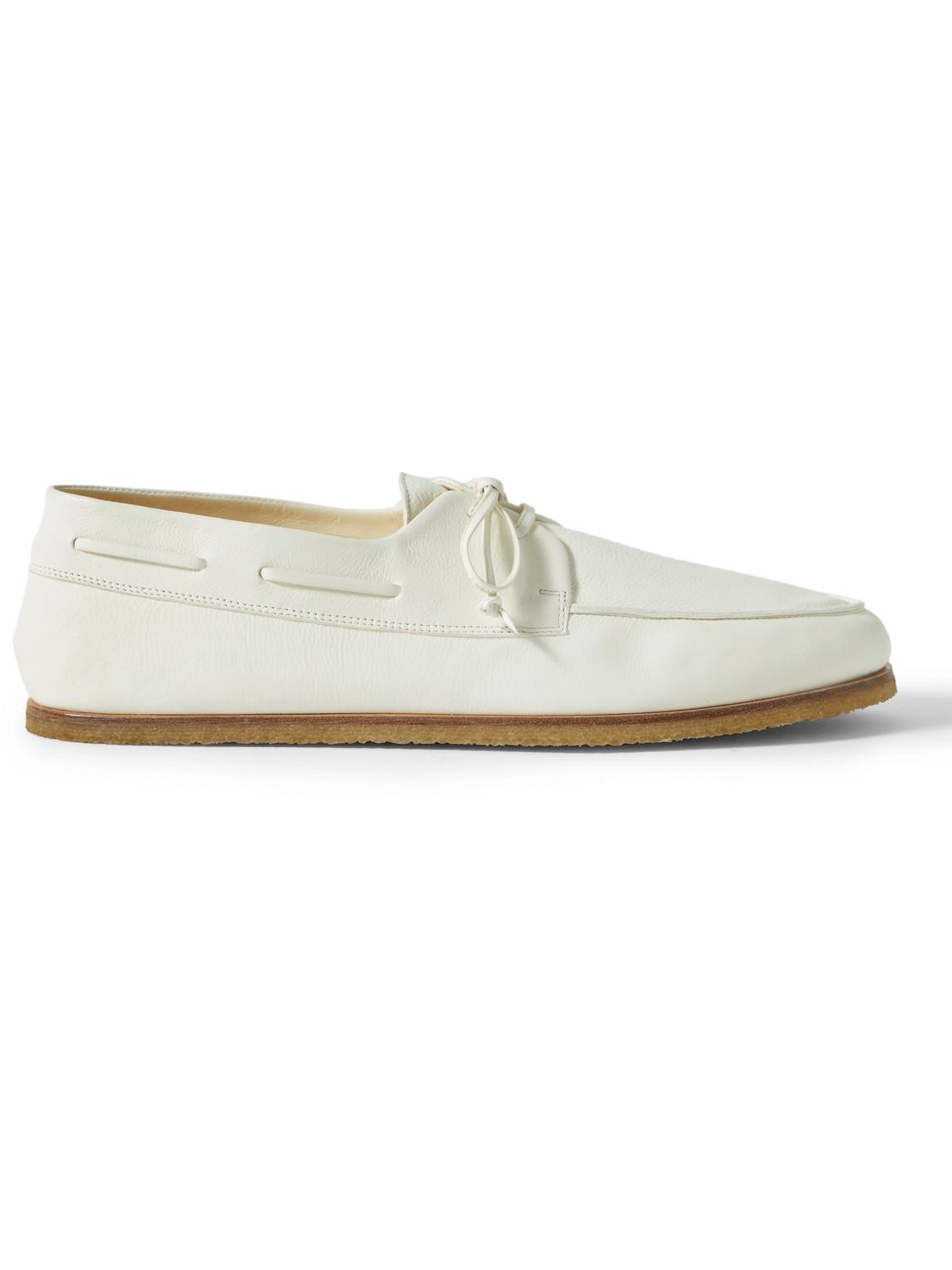 The Row Sailor Full-grain Leather Boat Shoes in White for Men | Lyst