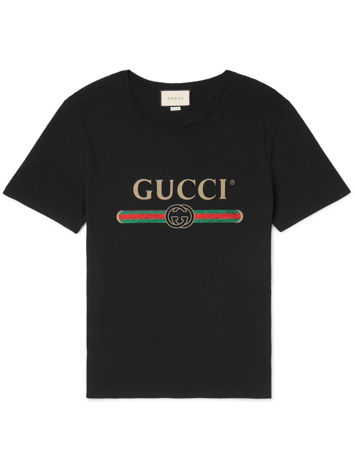 Gucci Cotton Distressed Fake Logo T Shirt in Black for Men - Save 32% - Lyst