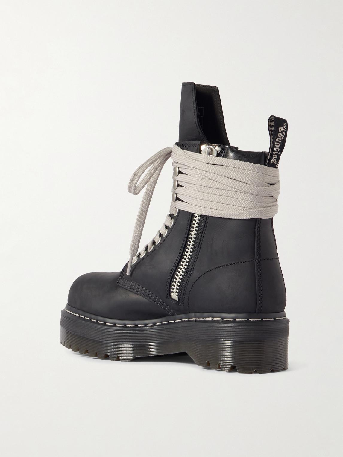 Rick Owens Dr Martens Quad Sole Steel Toe Leather Lace-up Boots in