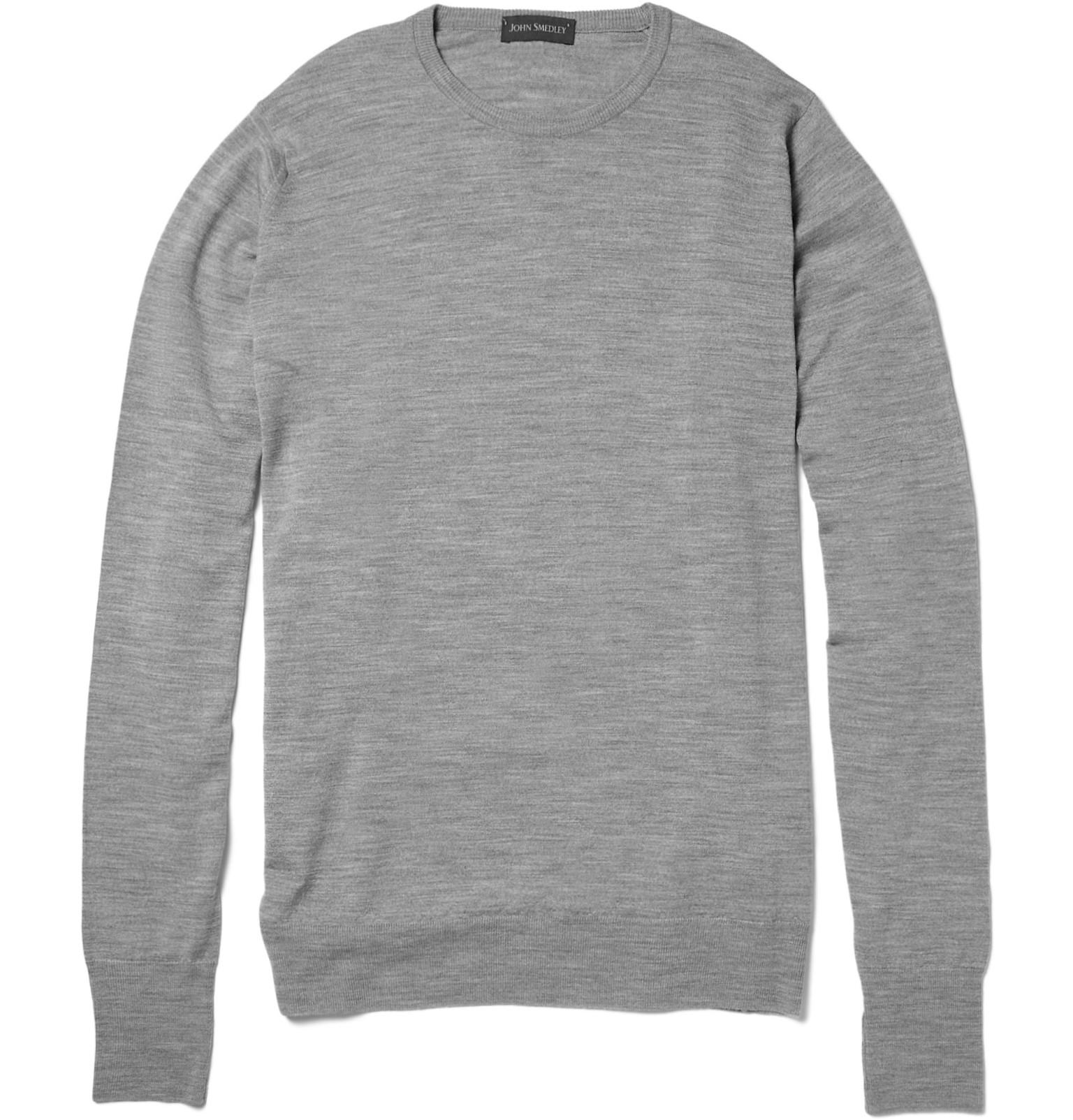 John Smedley Marcus Crew Neck Merino Wool Sweater in Gray for Men - Lyst
