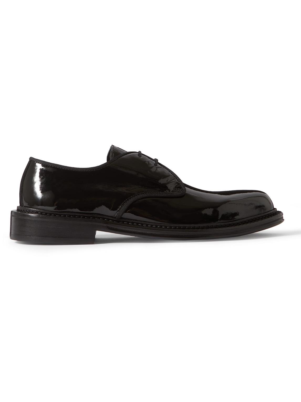 MR P. Grosgraintrimmed Patentleather Derby Shoes in Black for Men Lyst