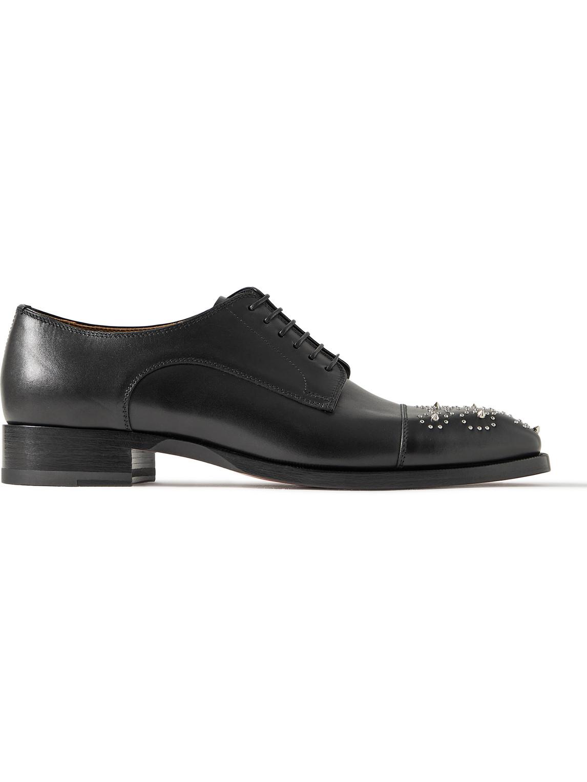 Christian Louboutin Maltese Studded Leather Derby Shoes in Black for
