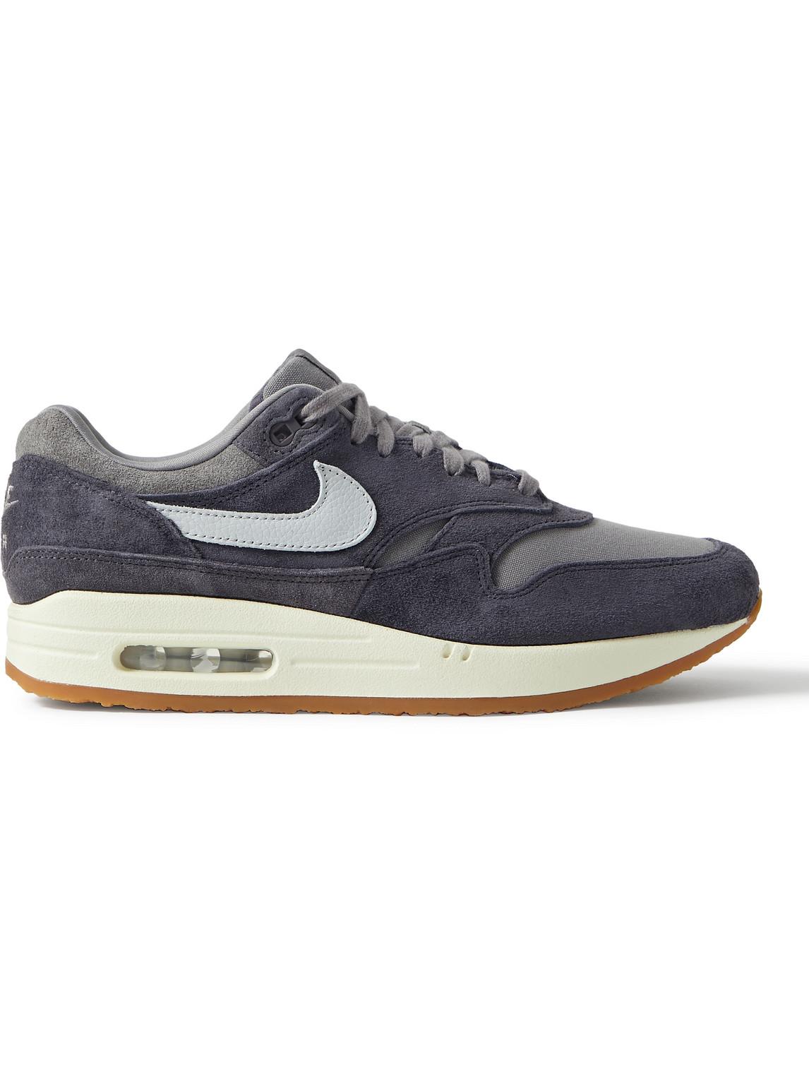 Nike Air Max 1 Leather-trimmed Suede And Canvas Sneakers in Blue for Men |  Lyst