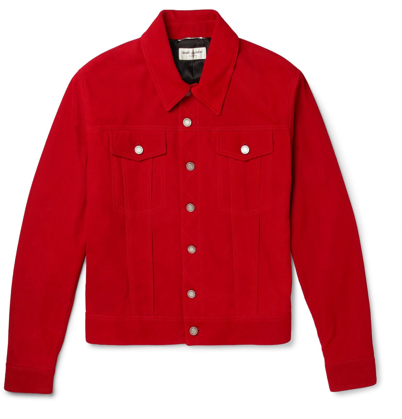 Saint Laurent Suede Jacket in Red for Men | Lyst