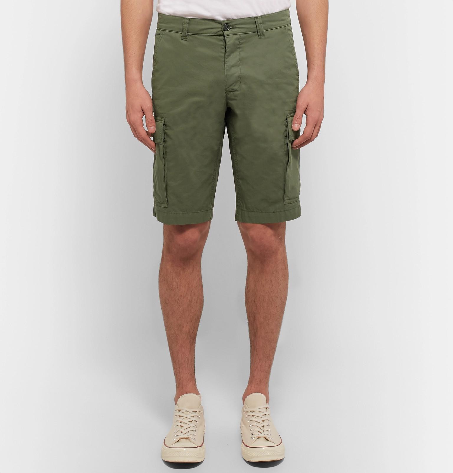 Aspesi Slim-fit Garment-dyed Cotton-twill Cargo Shorts in Army Green ...