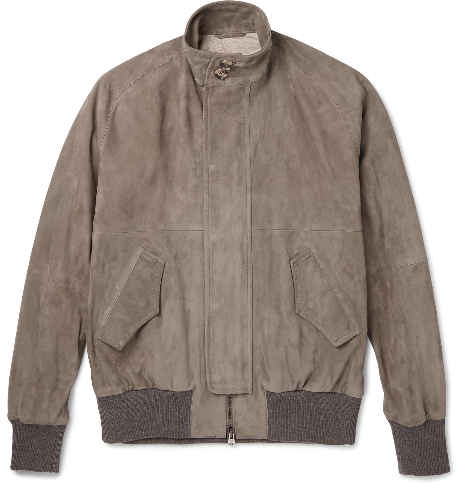 Download Eidos Suede Harrington Jacket in Brown for Men - Lyst