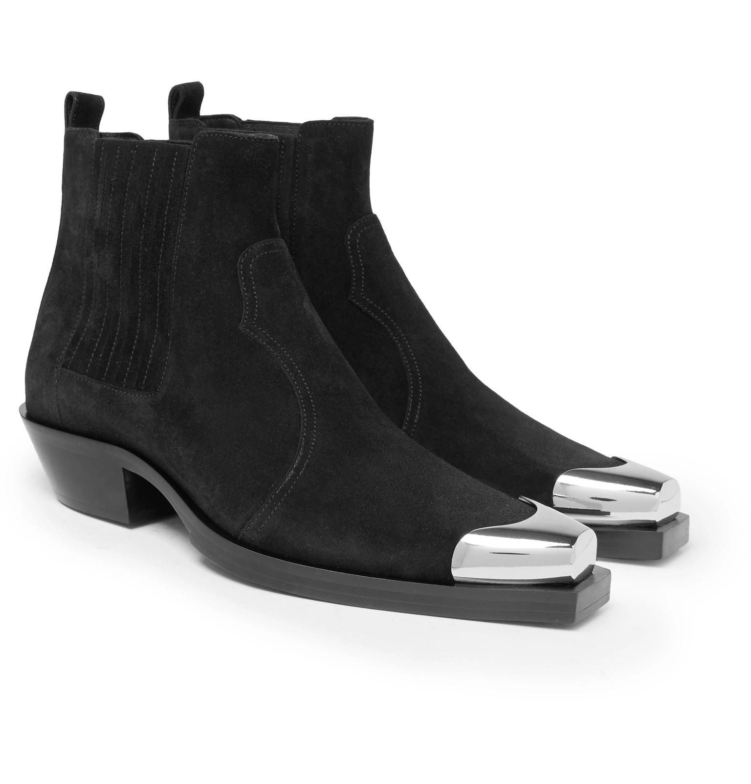 Balmain Metal Cap-toe Chelsea Boots in Black for | Lyst