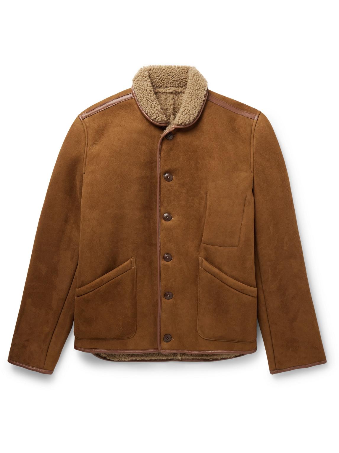 YMC Brainticket Mk1 Leather-trimmed Shearling Jacket in Brown for Men ...