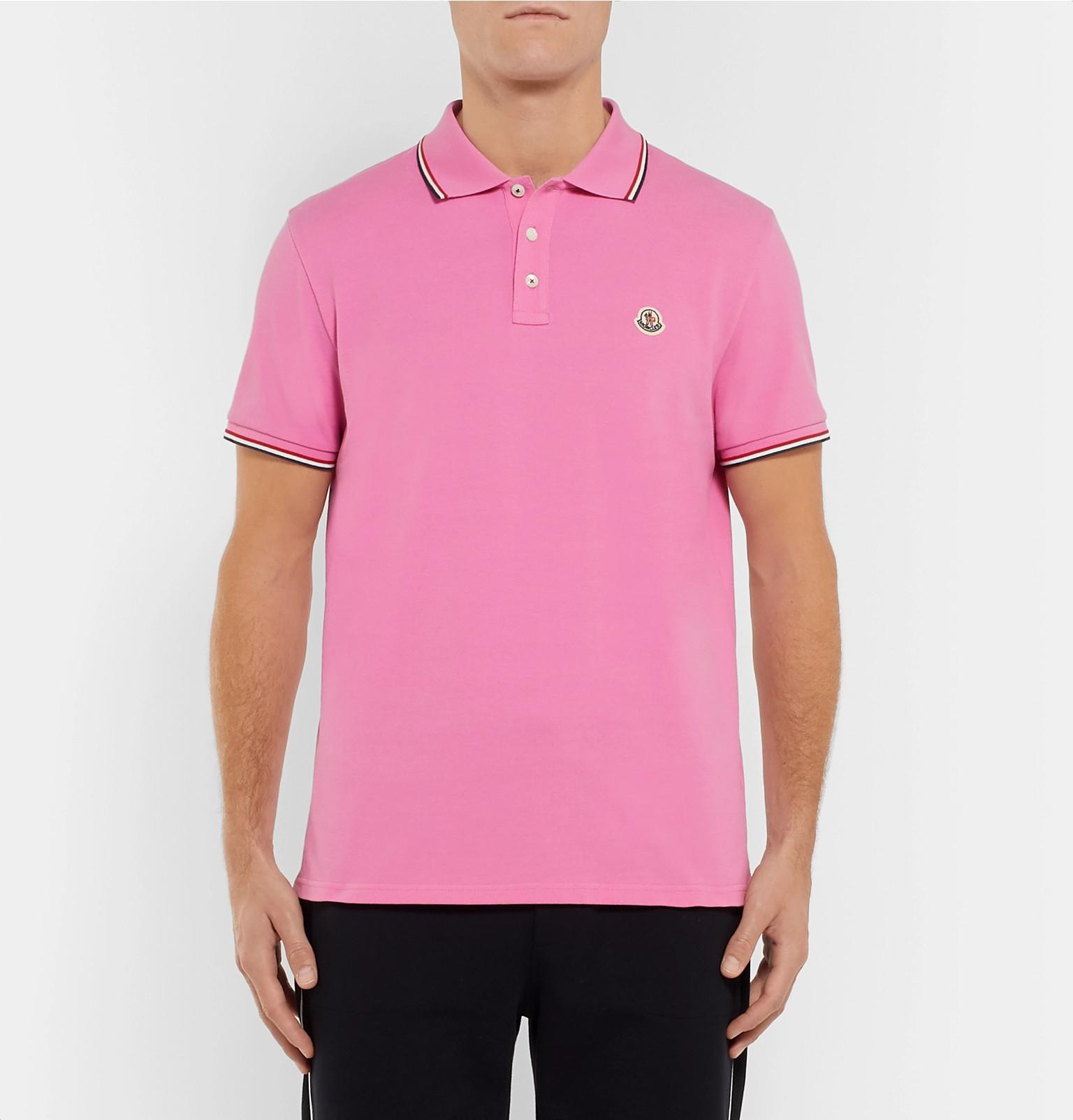 Pink moncler shop polo mens