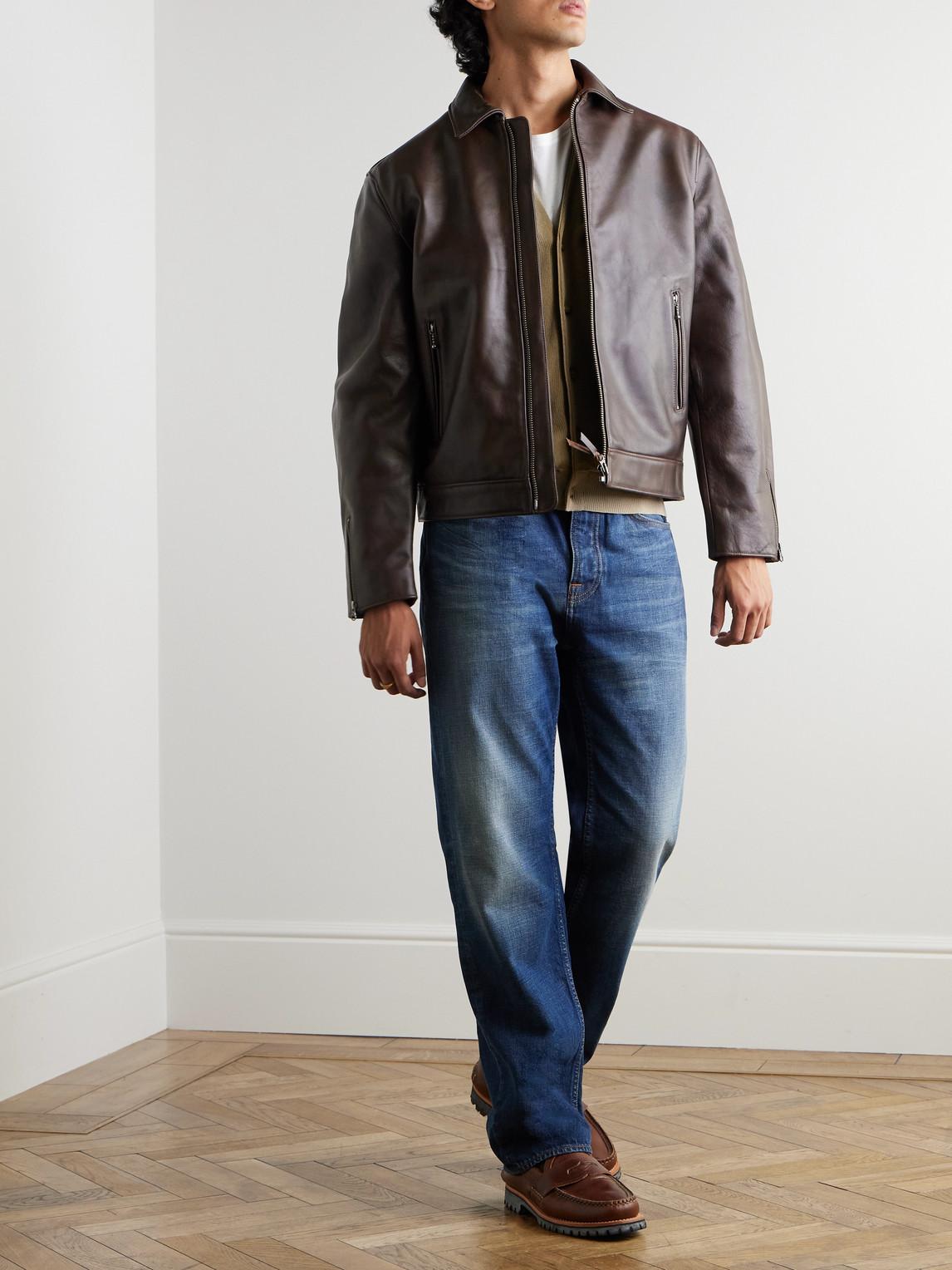 Nudie Jeans Eddy Rider Leather Jacket in Brown for Men | Lyst