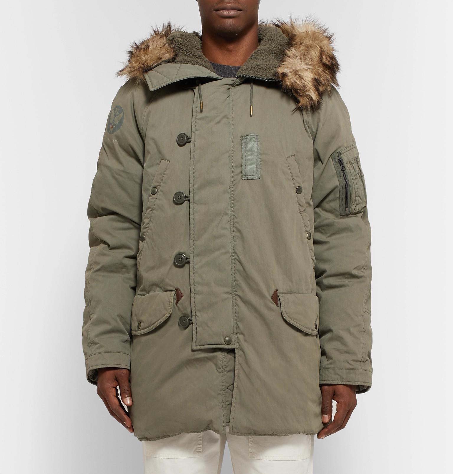 Polo Ralph Lauren Faux Fur-trimmed Cotton-blend Hooded Down Parka in Green  for Men | Lyst Canada
