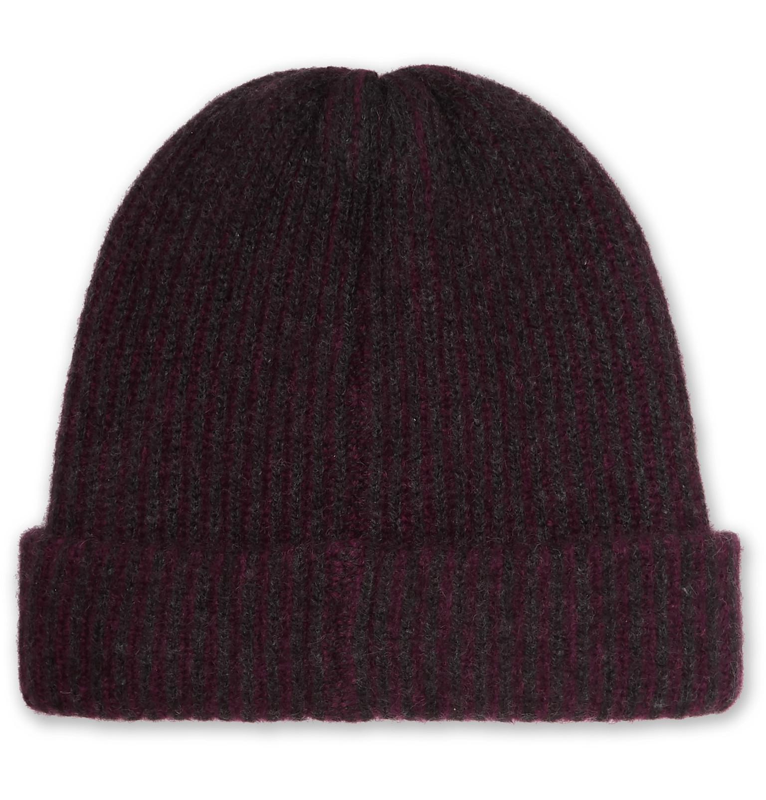 The Elder Statesman Watchman 2 Striped Ribbed Cashmere Beanie for Men ...