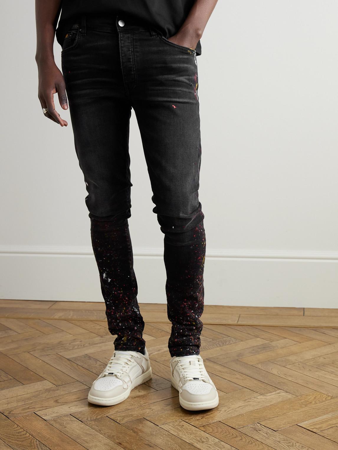 Black Jeans Paint Splatter Skinny Jeans Mens Amiri Skinny-Fit Paint